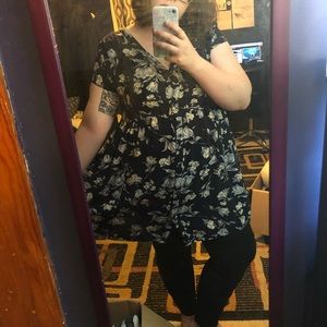 Blue Floral Short Dress